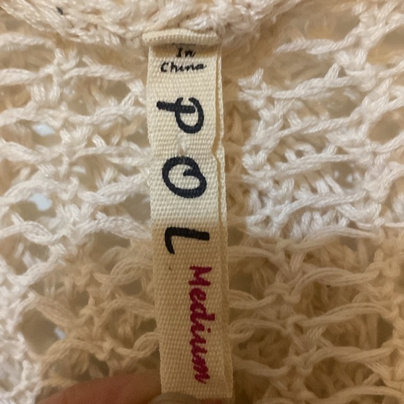 POL Cream open weave lace knit button up cardigan hoodie sweater size Medium - Picture 4 of 7